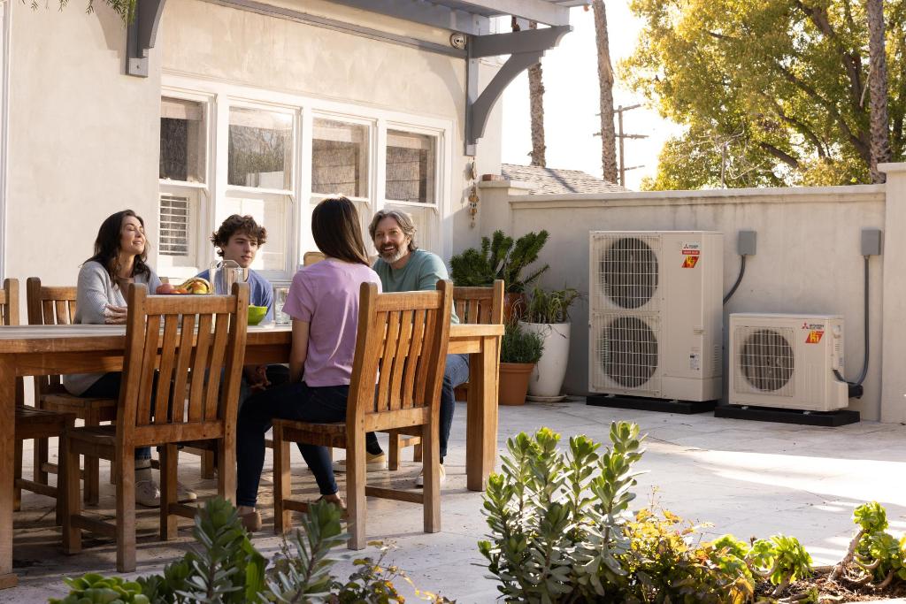 Mitsubishi outdoor units on patio